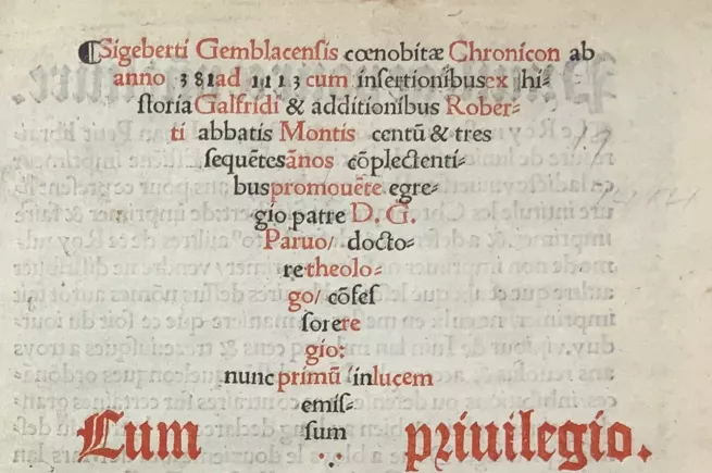 Thomas Stapleton’s Copy of Sigebert of Gembloux’s Chronicle (1513 ...